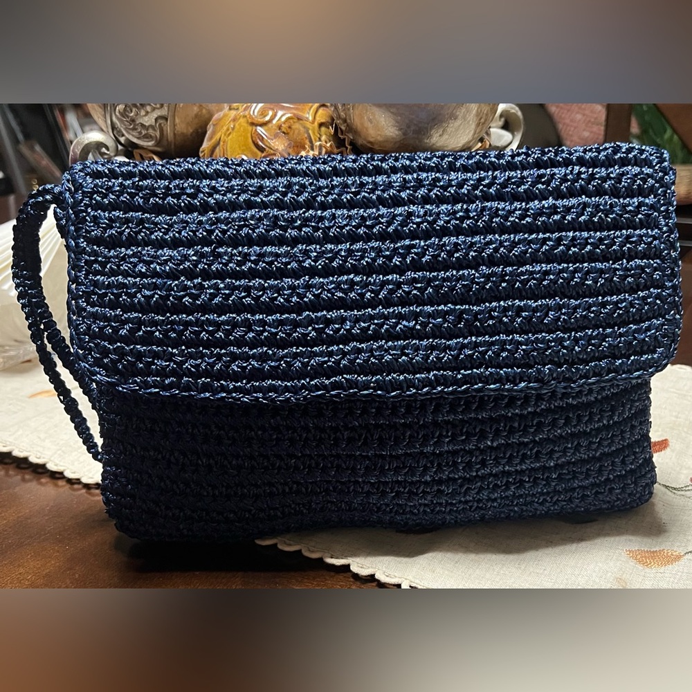 Chic Navy Woven Wristlet